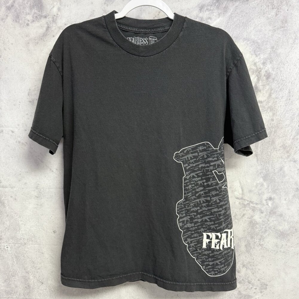 Fearless T Shirt Mens Large Faded Black Short Sleeve Grunge Streetwear